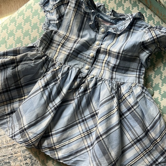 Janie and Jack periwinkle plaid blouse girls size 6 - Picture 3 of 6